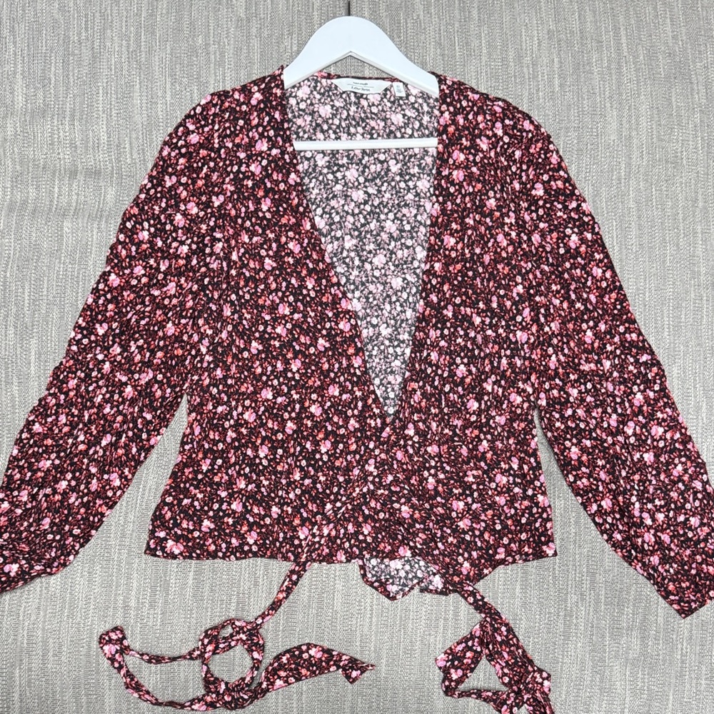 & Other Stories Pink and Black Floral Blouse